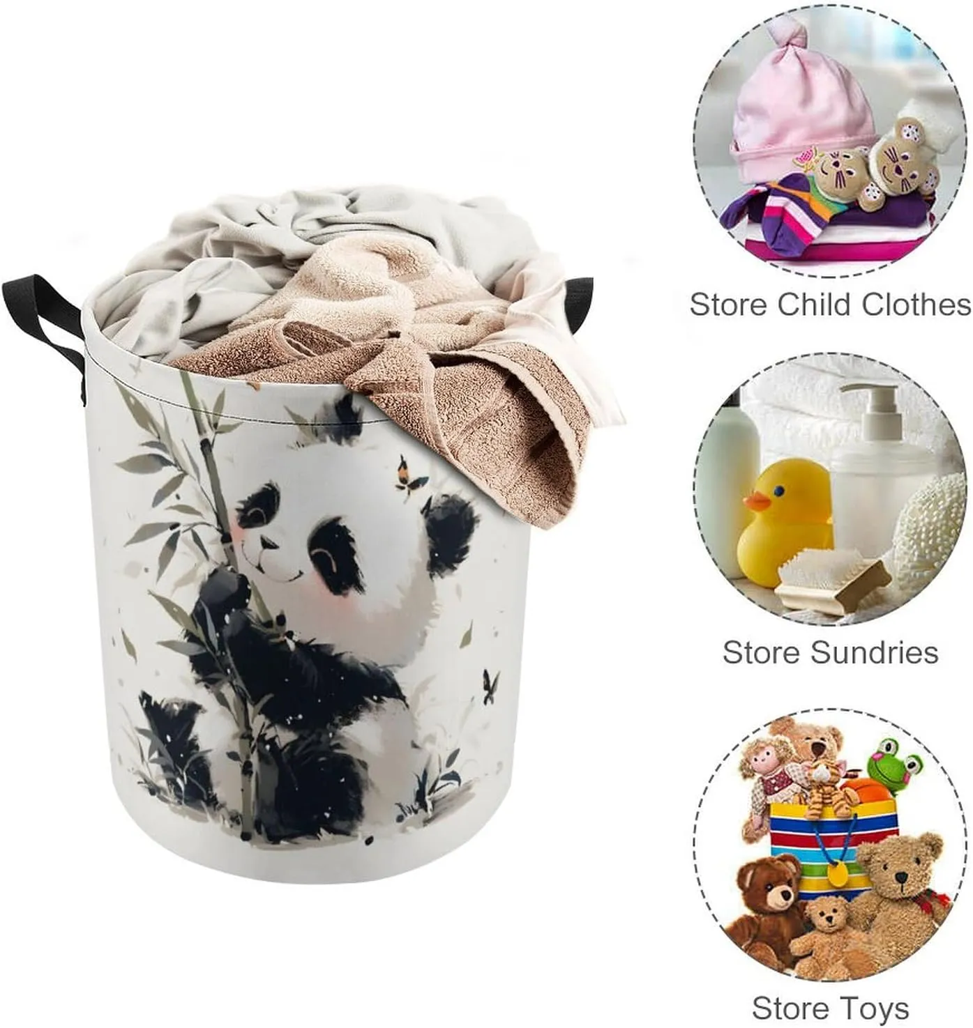 Laundry Hampers, Large Drawstring Laundry Bag, Removable Laundry Bags, Collapsible Storage Bin with Handles for Home Organization, Kids Room, Nursery Fruit