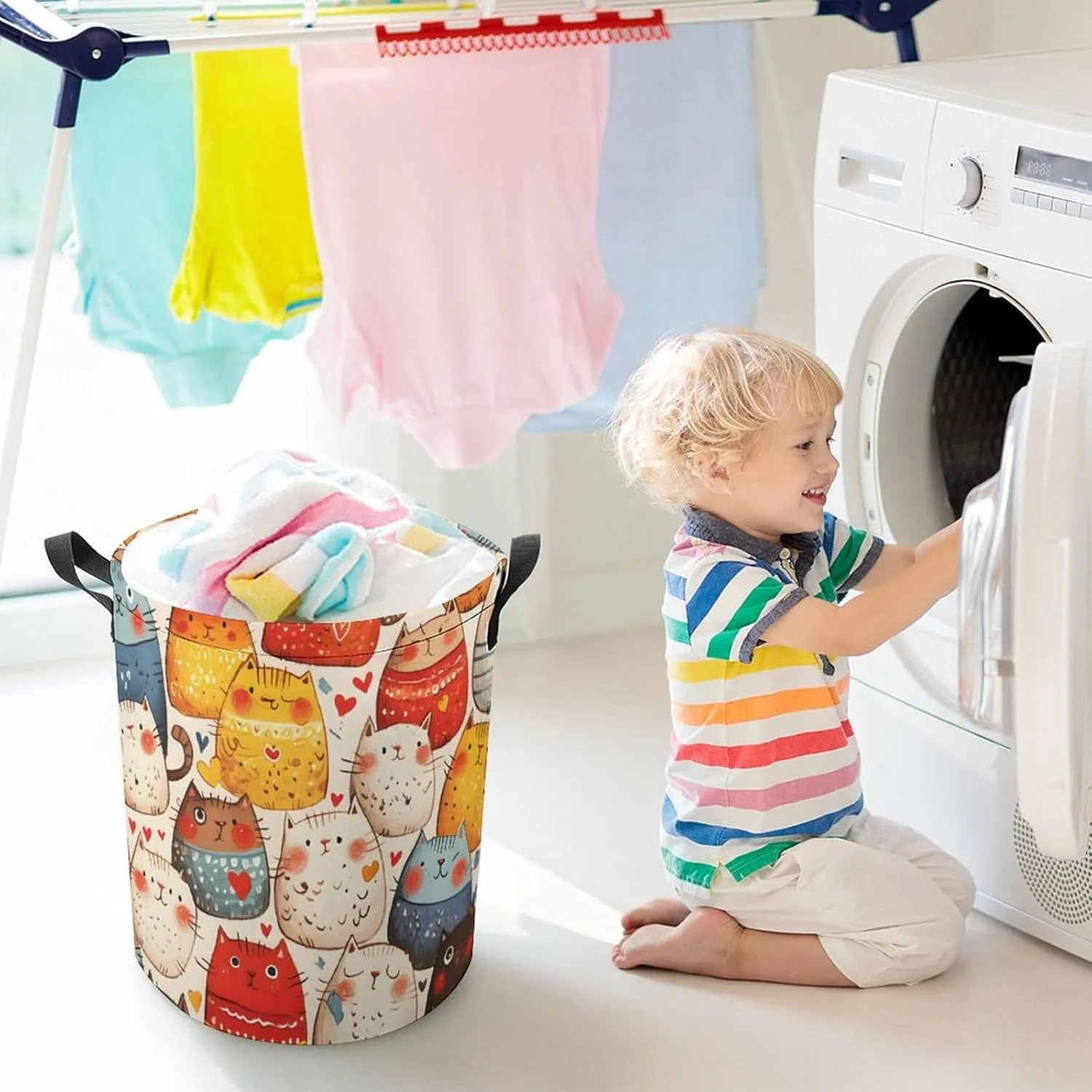 Laundry Hampers, Large Drawstring Laundry Bag, Removable Laundry Bags, Collapsible Storage Bin with Handles for Home Organization, Kids Room, Nursery Headgear