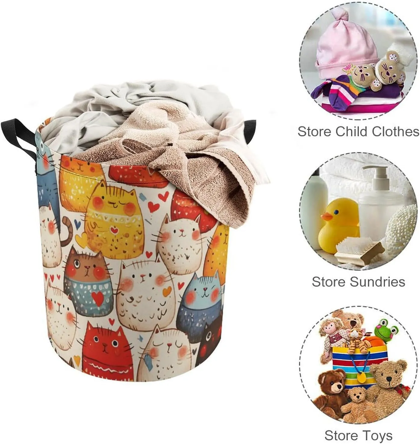 Laundry Hampers, Large Drawstring Laundry Bag, Removable Laundry Bags, Collapsible Storage Bin with Handles for Home Organization, Kids Room, Nursery Headgear