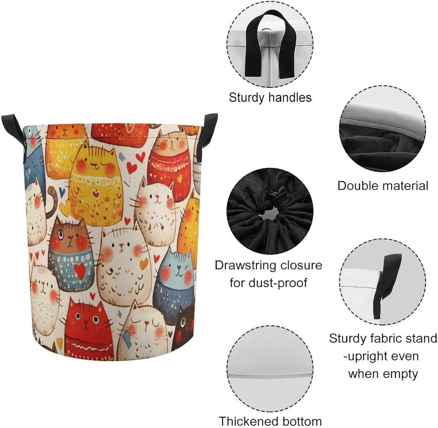 Laundry Hampers, Large Drawstring Laundry Bag, Removable Laundry Bags, Collapsible Storage Bin with Handles for Home Organization, Kids Room, Nursery Headgear