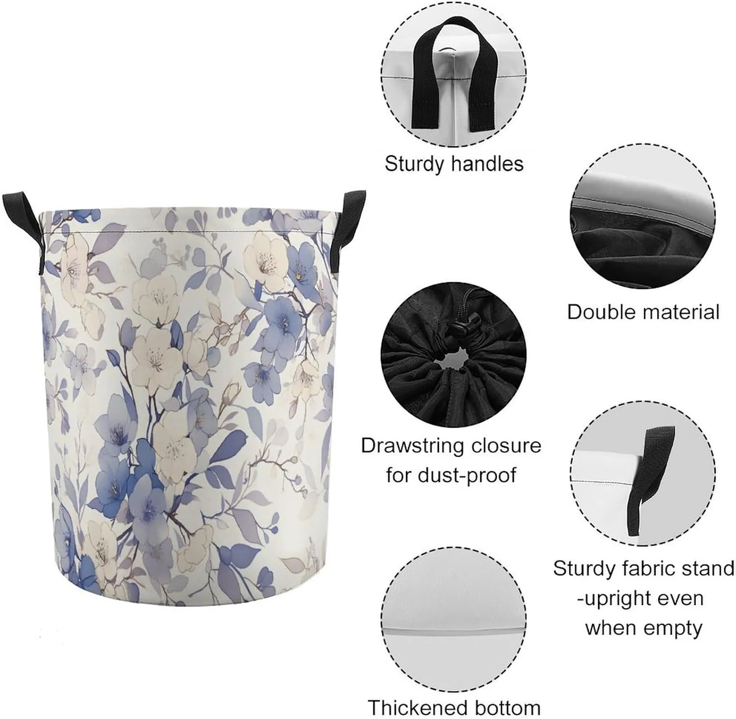 Laundry Hampers, Large Drawstring Laundry Bag, Removable Laundry Bags, Collapsible Storage Bin with Handles for Home Organization, Kids Room, Nursery Pattern