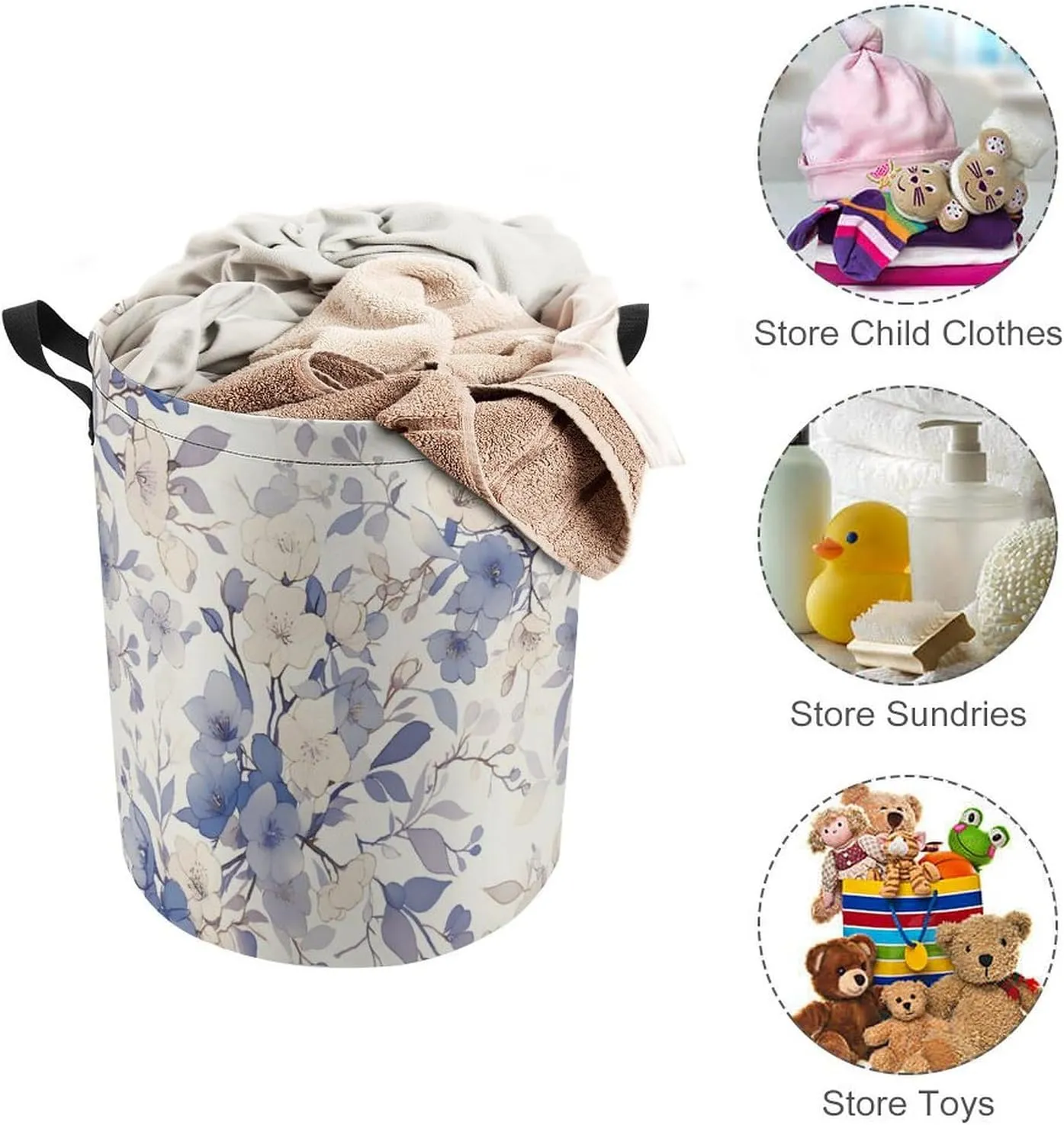 Laundry Hampers, Large Drawstring Laundry Bag, Removable Laundry Bags, Collapsible Storage Bin with Handles for Home Organization, Kids Room, Nursery Pattern