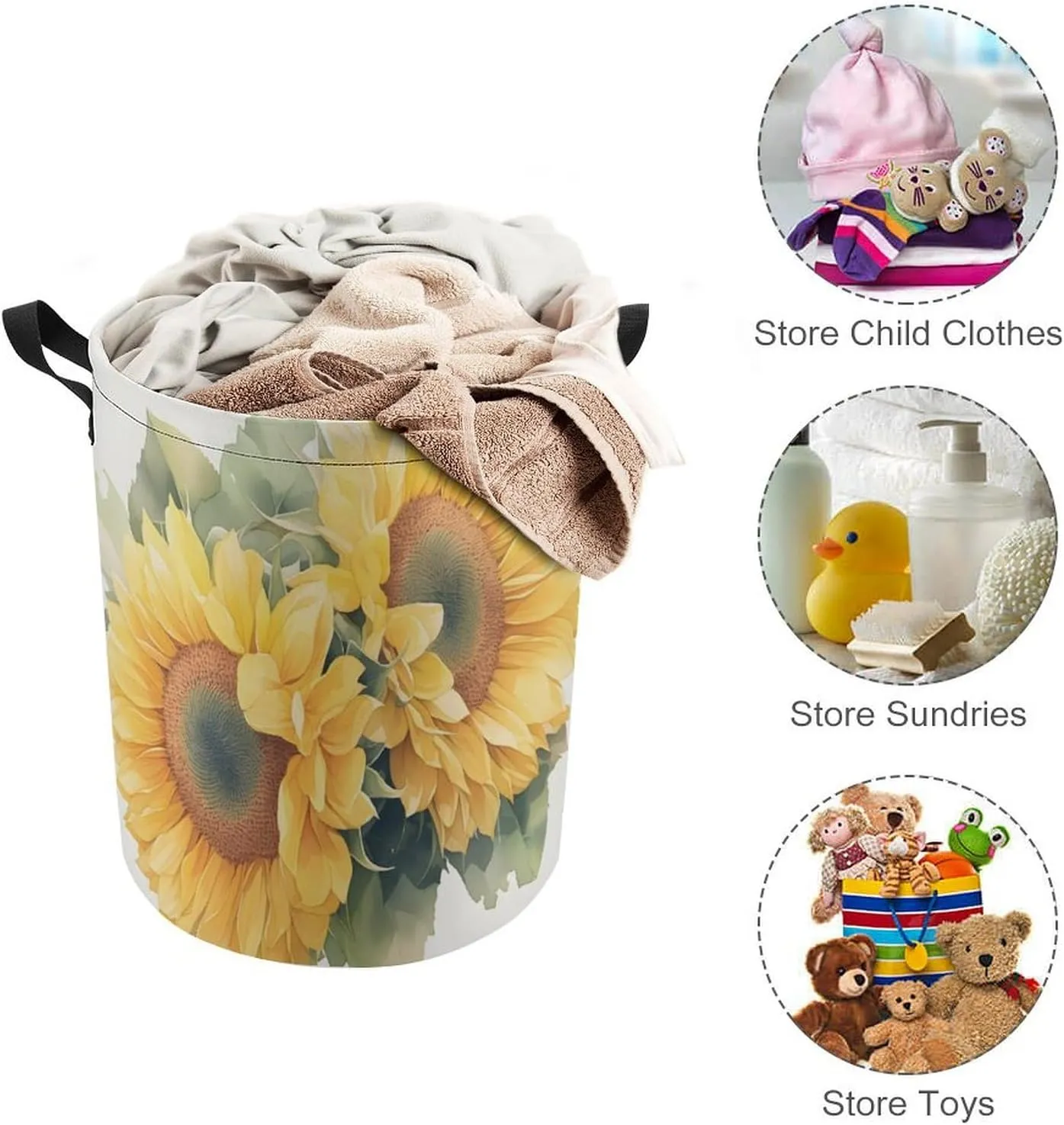 Laundry Hampers, Large Drawstring Laundry Bag, Removable Laundry Bags, Collapsible Storage Bin with Handles for Home Organization, Kids Room, Nursery Petal