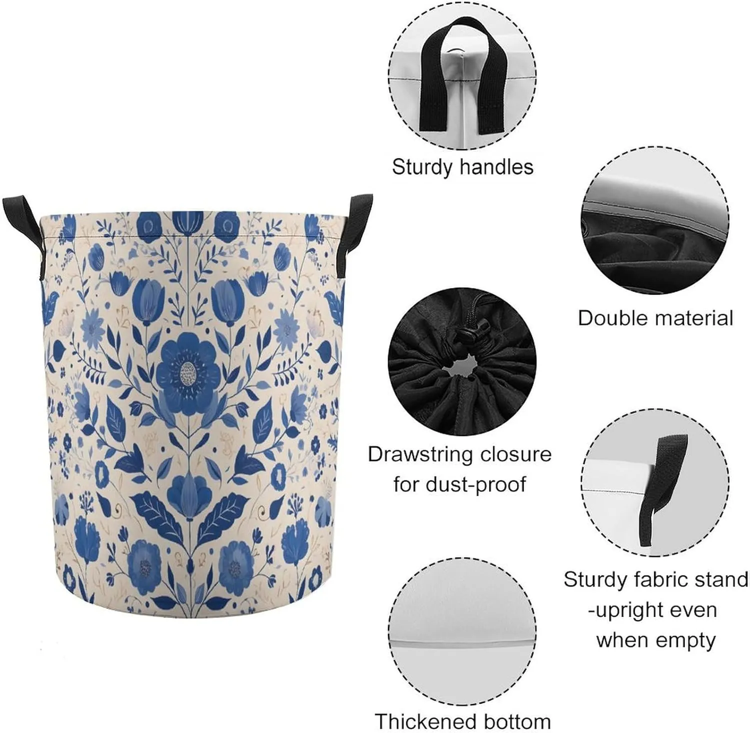 Laundry Hampers, Large Drawstring Laundry Bag, Removable Laundry Bags, Collapsible Storage Bin with Handles for Home Organization, Kids Room, Nursery Symmetry
