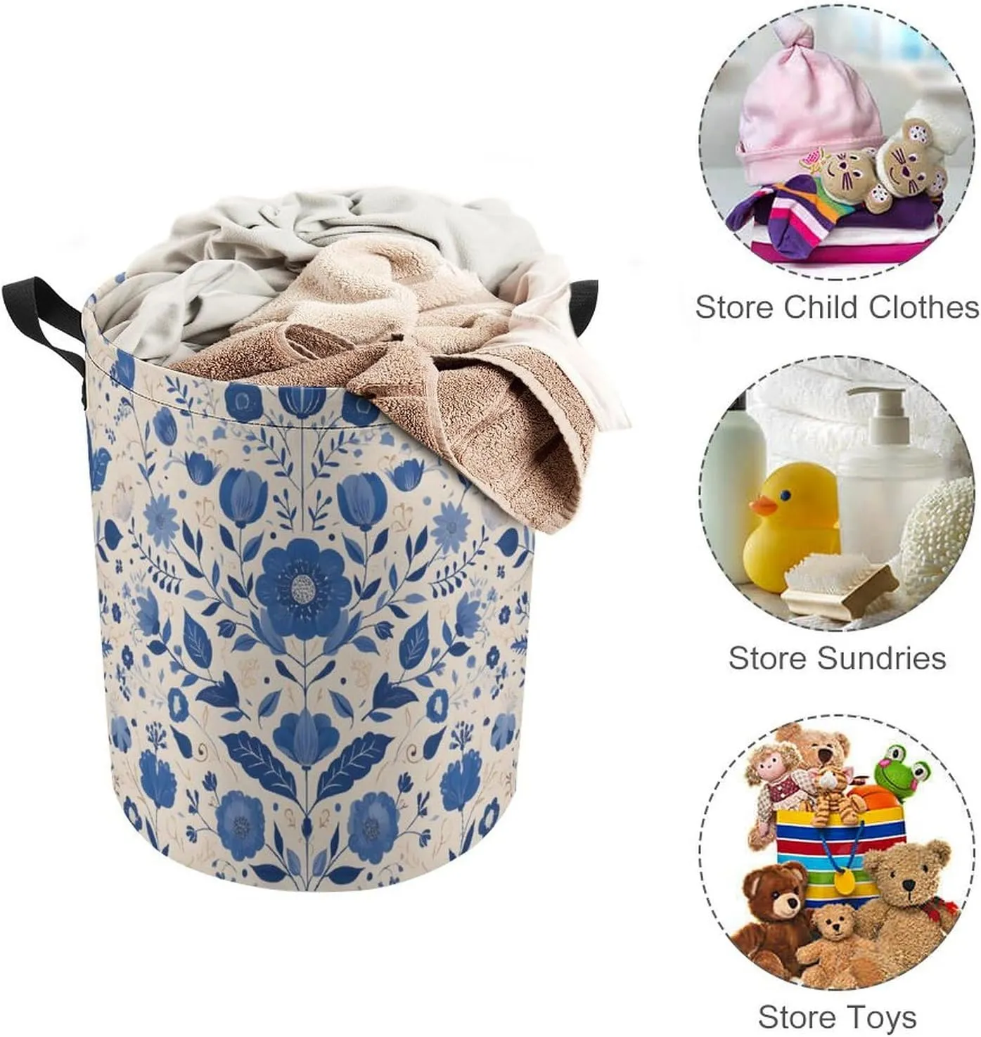 Laundry Hampers, Large Drawstring Laundry Bag, Removable Laundry Bags, Collapsible Storage Bin with Handles for Home Organization, Kids Room, Nursery Symmetry