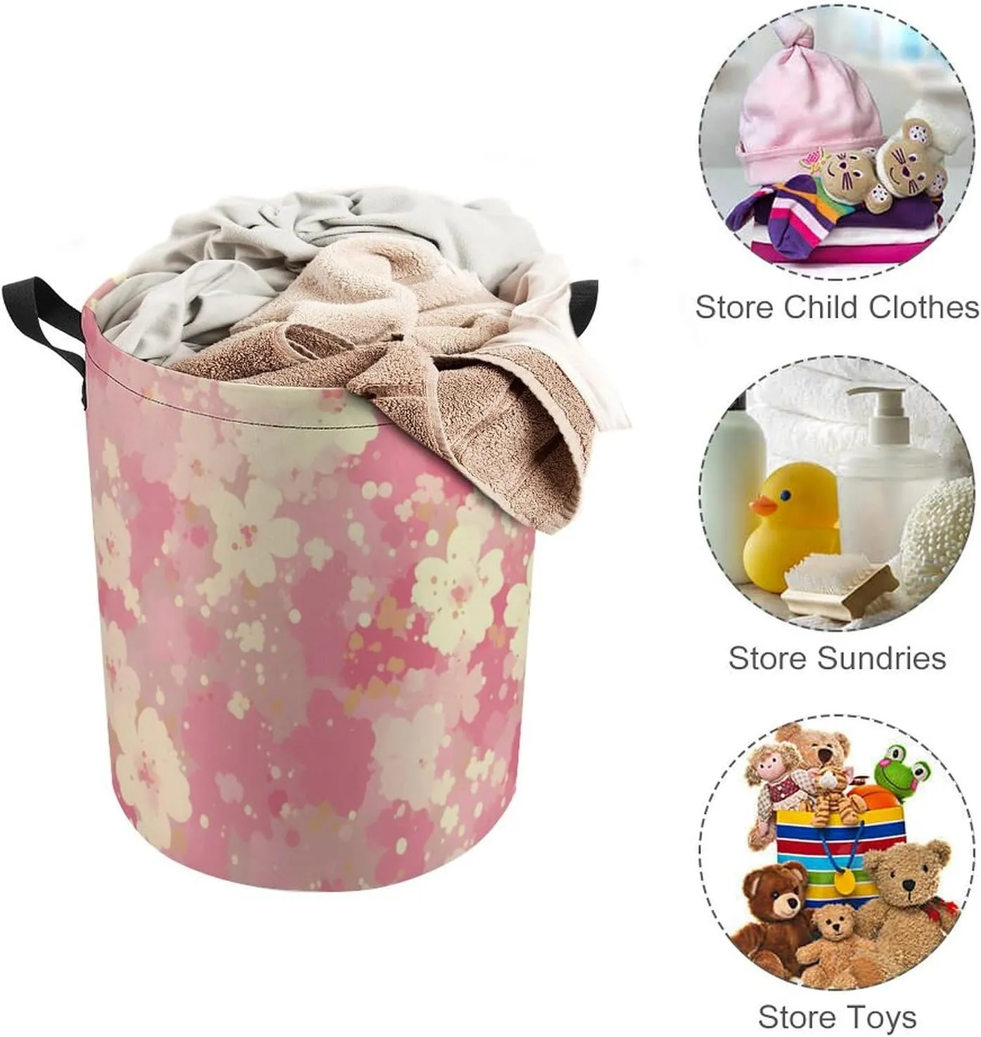 Laundry Hampers, Large Drawstring Laundry Bag, Removable Laundry Bags, Collapsible Storage Bin with Handles for Home Organization, Kids Room, Nursery Textile