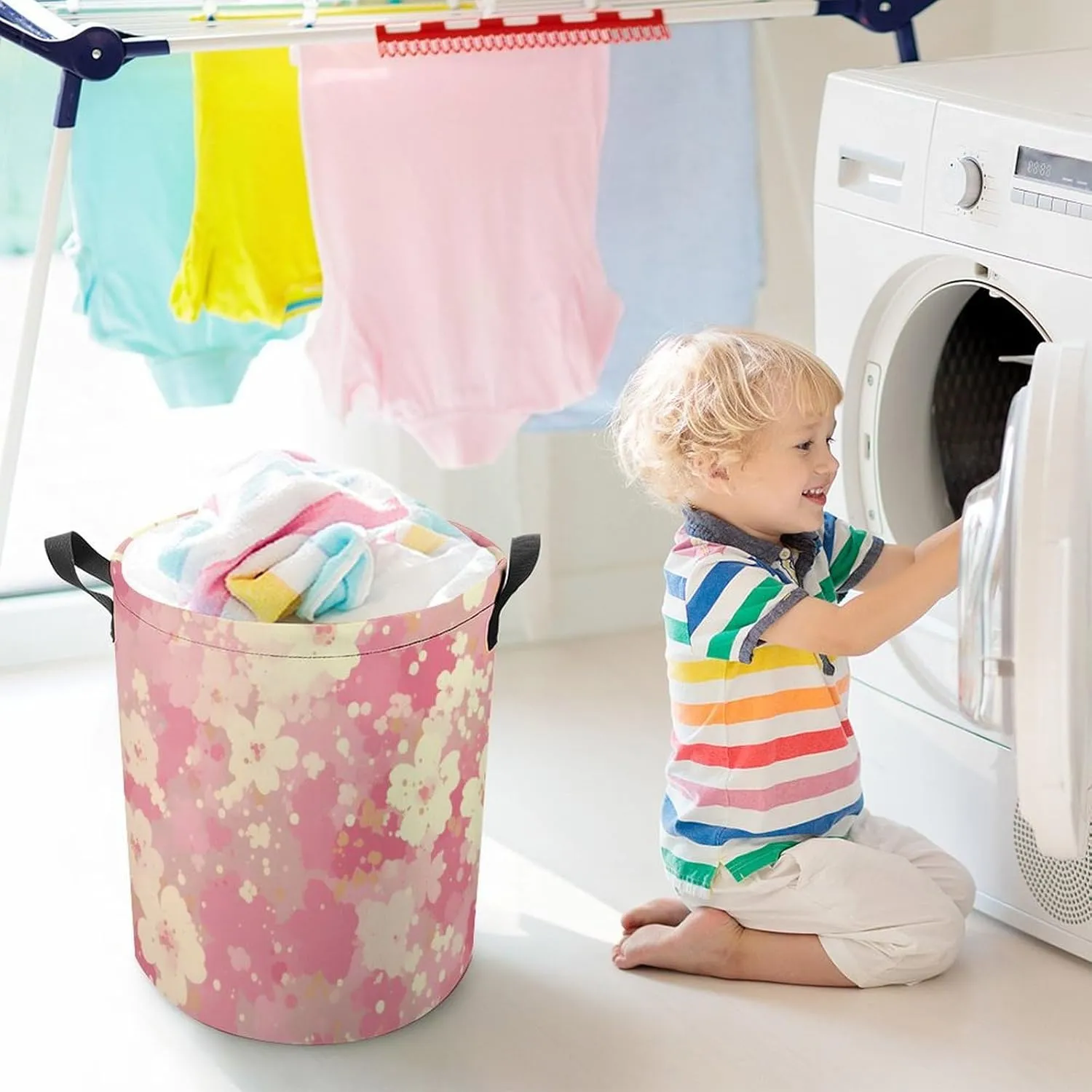 Laundry Hampers, Large Drawstring Laundry Bag, Removable Laundry Bags, Collapsible Storage Bin with Handles for Home Organization, Kids Room, Nursery Textile