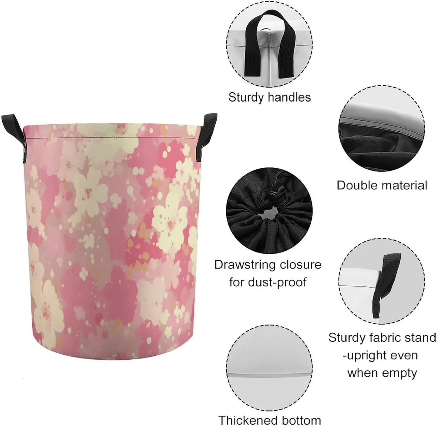 Laundry Hampers, Large Drawstring Laundry Bag, Removable Laundry Bags, Collapsible Storage Bin with Handles for Home Organization, Kids Room, Nursery Textile