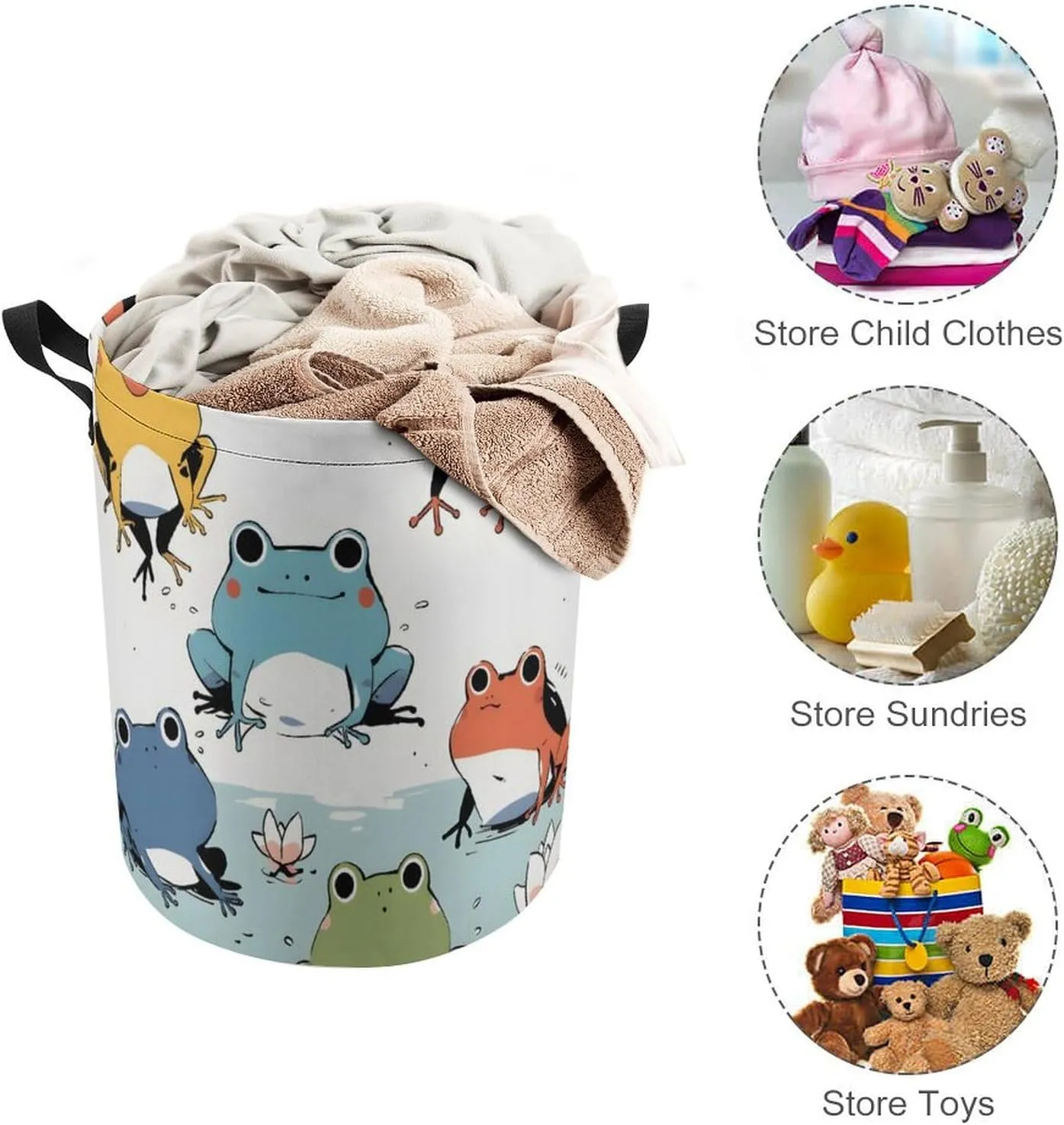 Laundry Hampers, Large Drawstring Laundry Bag, Removable Laundry Bags, Collapsible Storage Bin with Handles for Home Organization, Kids Room, Nursery Toy
