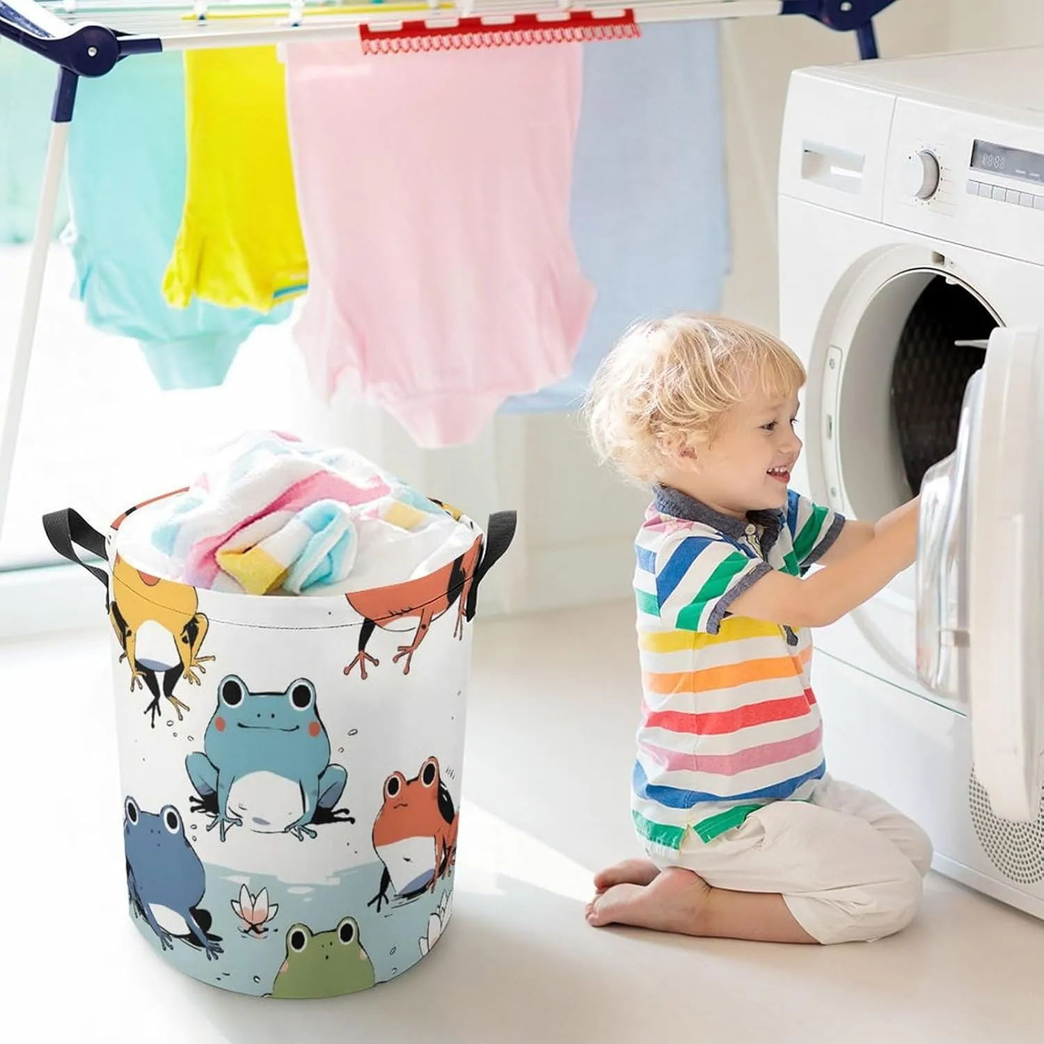 Laundry Hampers, Large Drawstring Laundry Bag, Removable Laundry Bags, Collapsible Storage Bin with Handles for Home Organization, Kids Room, Nursery Toy