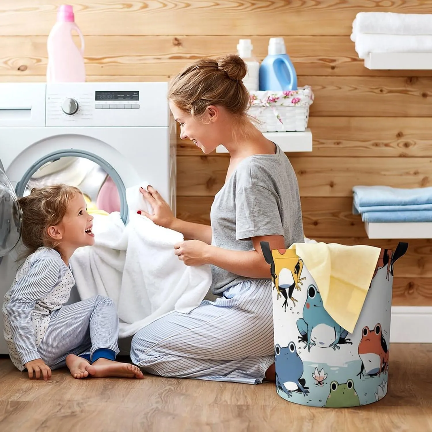 Laundry Hampers, Large Drawstring Laundry Bag, Removable Laundry Bags, Collapsible Storage Bin with Handles for Home Organization, Kids Room, Nursery Toy