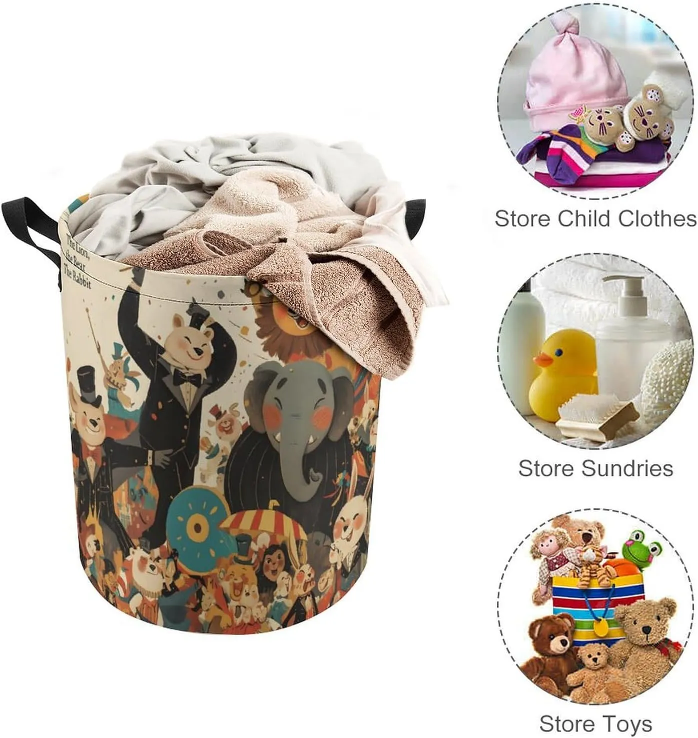 Laundry Hampers, Large Drawstring Laundry Bag, Removable Laundry Bags, Collapsible Storage Bin with Handles for Home Organization, Kids Room, Nursery Vertebrate