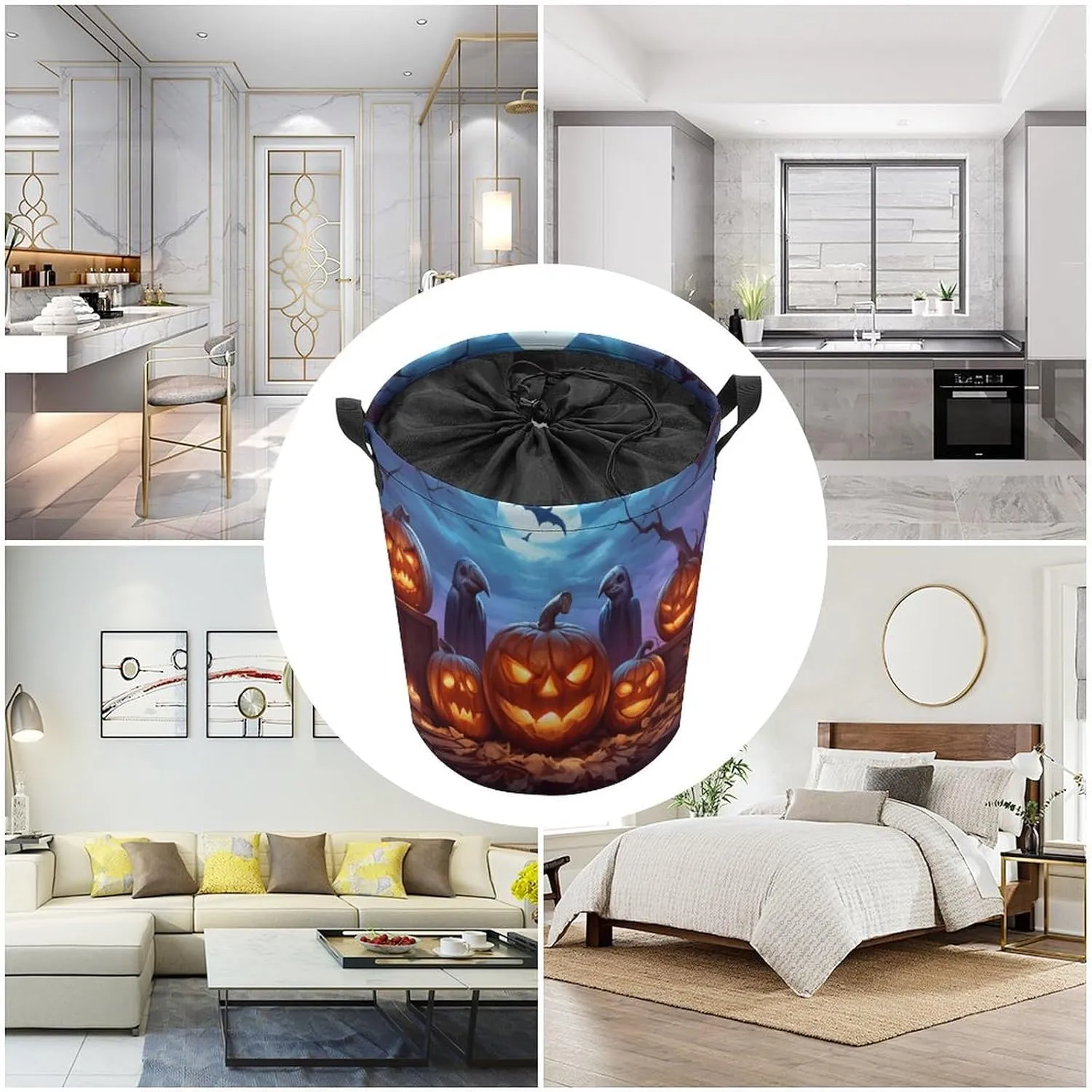 Laundry Hampers, Large Drawstring Laundry Bag, Removable Laundry Bags, Collapsible Storage Bin with Handles for Home Organization, Kids Room, Nursery Vertebrate