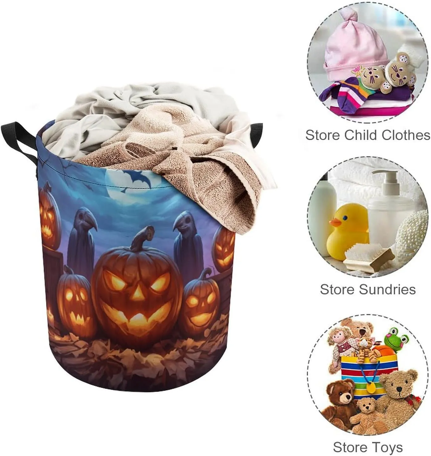 Laundry Hampers, Large Drawstring Laundry Bag, Removable Laundry Bags, Collapsible Storage Bin with Handles for Home Organization, Kids Room, Nursery Vertebrate