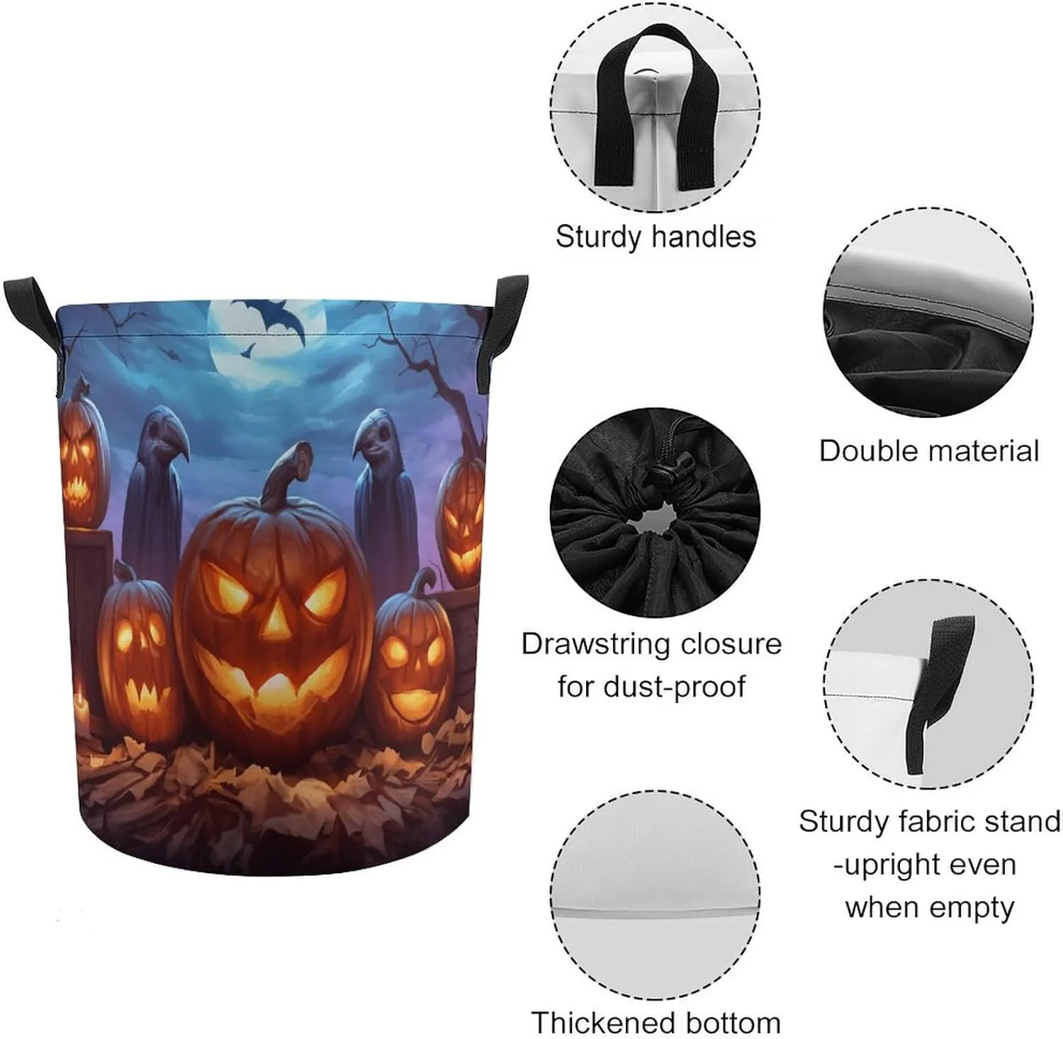 Laundry Hampers, Large Drawstring Laundry Bag, Removable Laundry Bags, Collapsible Storage Bin with Handles for Home Organization, Kids Room, Nursery Vertebrate