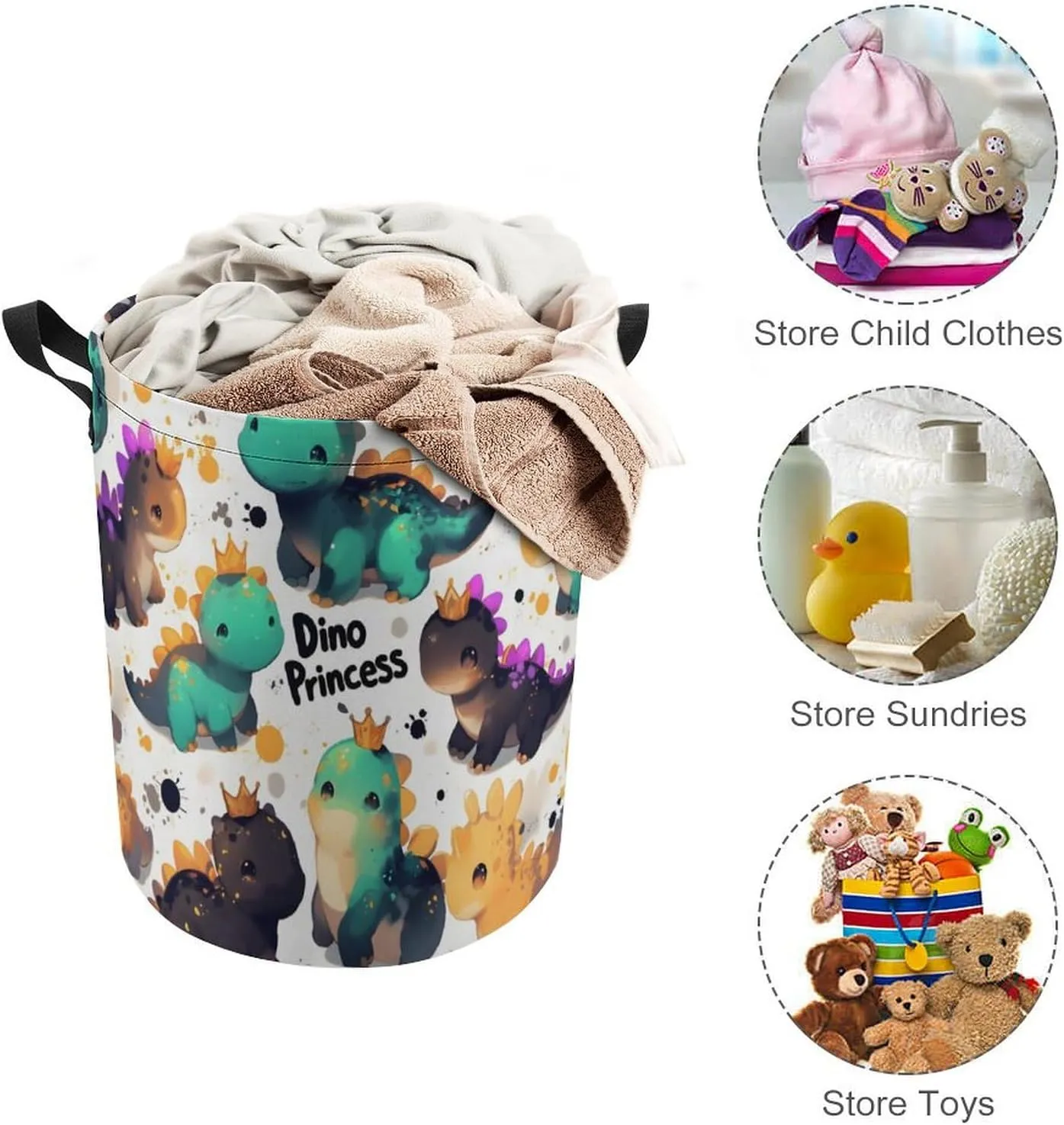 Laundry Hampers, Large Drawstring Laundry Bag, Removable Laundry Bags, Collapsible Storage Bin with Handles for Home Organization, Kids Room, Nursery Vertebrate