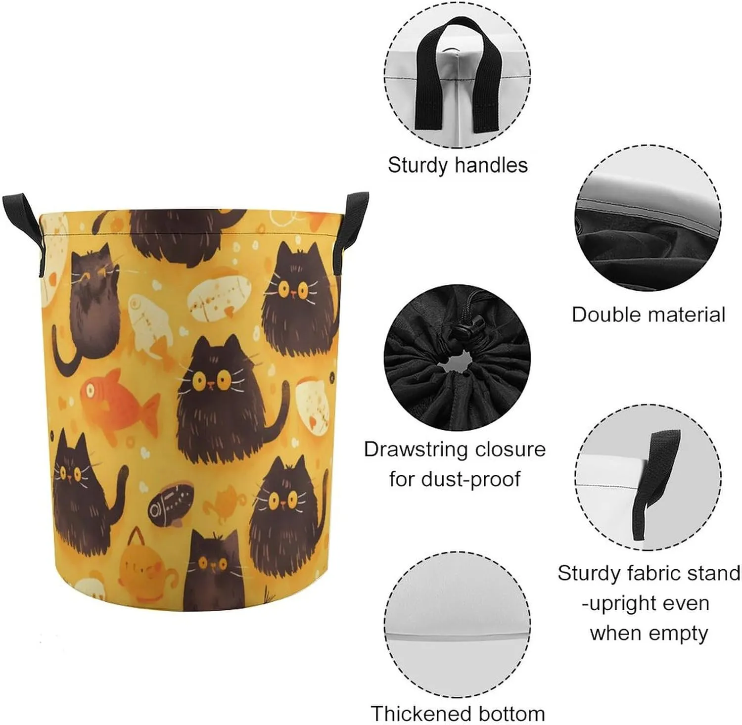 Laundry Hampers, Large Drawstring Laundry Bag, Removable Laundry Bags, Collapsible Storage Bin with Handles for Home Organization, Kids Room, Nursery Vertebrate