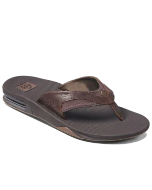 Leather Fanning Flip Flops in Dark Brown