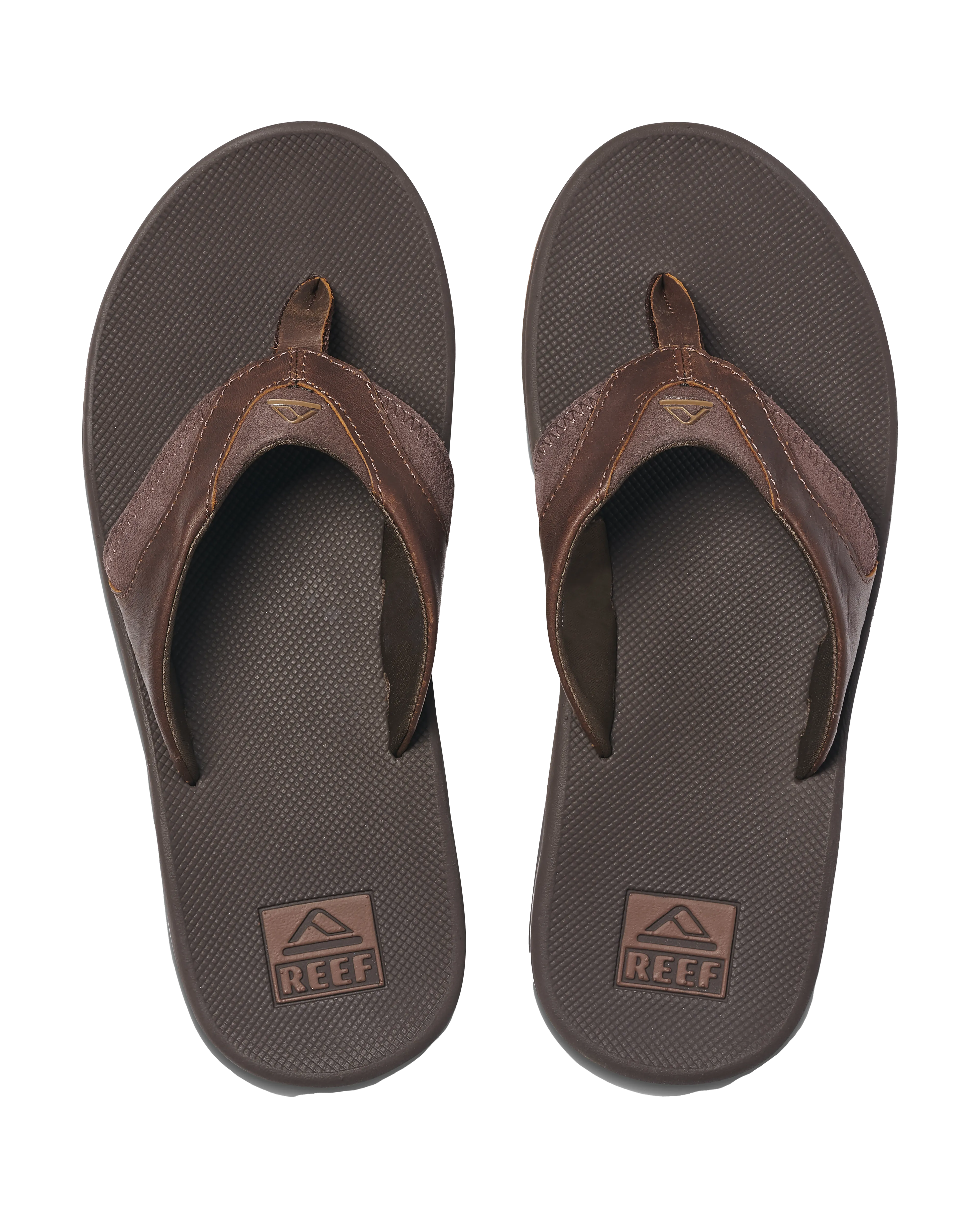 Leather Fanning Flip Flops in Dark Brown