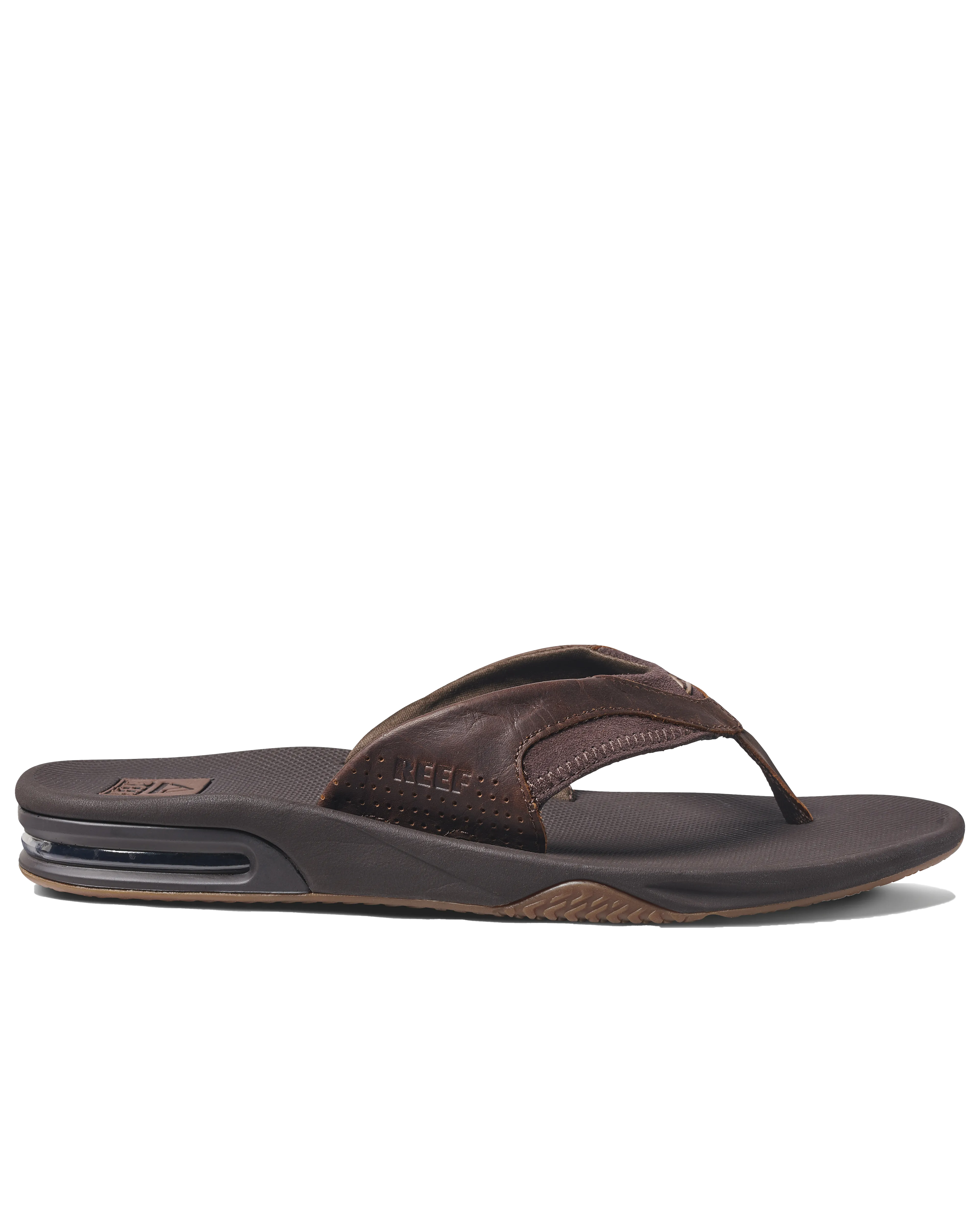 Leather Fanning Flip Flops in Dark Brown