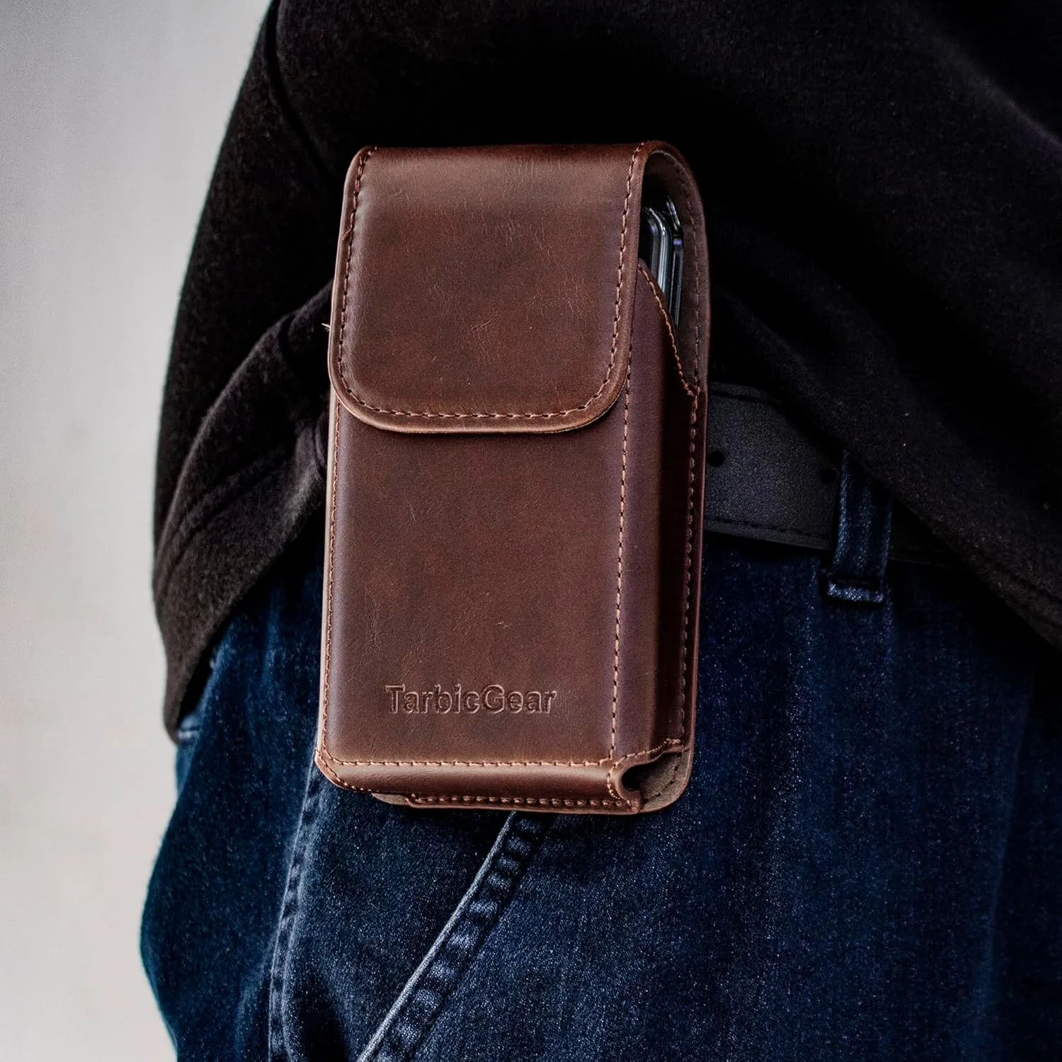 Leather Flip Phone Case with Belt Clip, Pouch for Kyocera & TCL Flip Phone Holster for Belt, Cat S22 Flip Case, Nokia Flip Phones, Sonim XP3 Plus Magnetic Phone Pouch, Brown Color