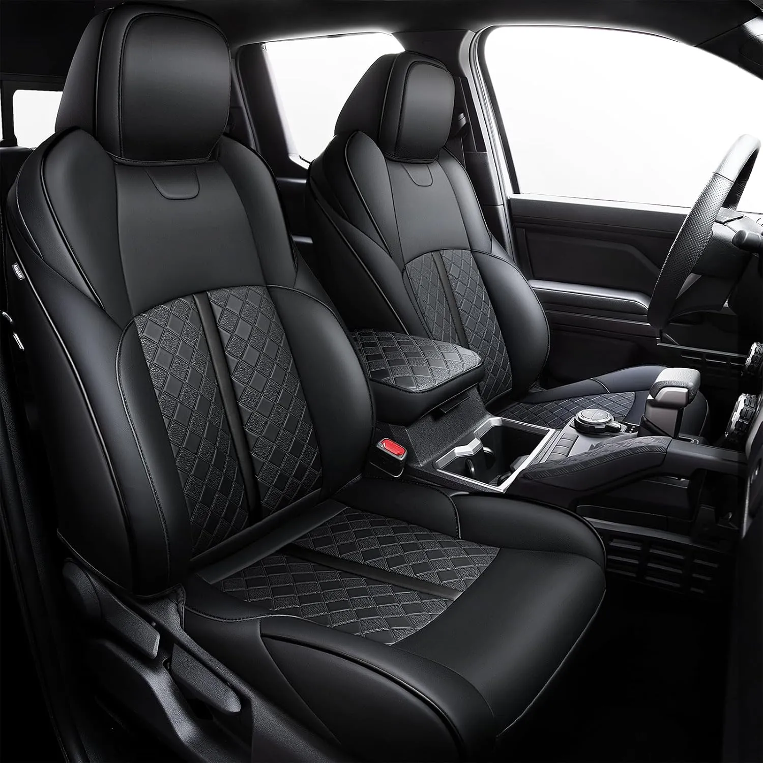 Leather Seat Covers Custom Fit for Tacoma Gen 4th (2024-2025) Double Cab, for SR, SR5, TRD PreRunner, TRD Sport, TRD Off-Road, Limited, Trailhunter - Armrest Covers Included - Fully Covered