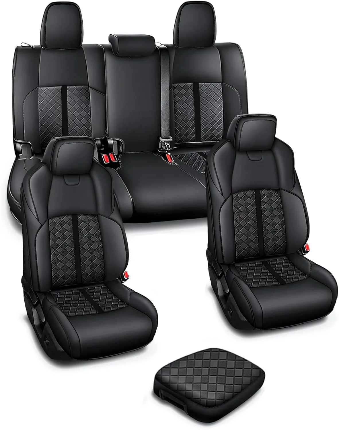 Leather Seat Covers Custom Fit for Tacoma Gen 4th (2024-2025) Double Cab, for SR, SR5, TRD PreRunner, TRD Sport, TRD Off-Road, Limited, Trailhunter - Armrest Covers Included - Fully Covered