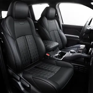 Leather Seat Covers Custom Fit for Tacoma Gen 4th (2024-2025) Double Cab, for SR, SR5, TRD PreRunner, TRD Sport, TRD Off-Road, Limited, Trailhunter - Armrest Covers Included - Fully Covered