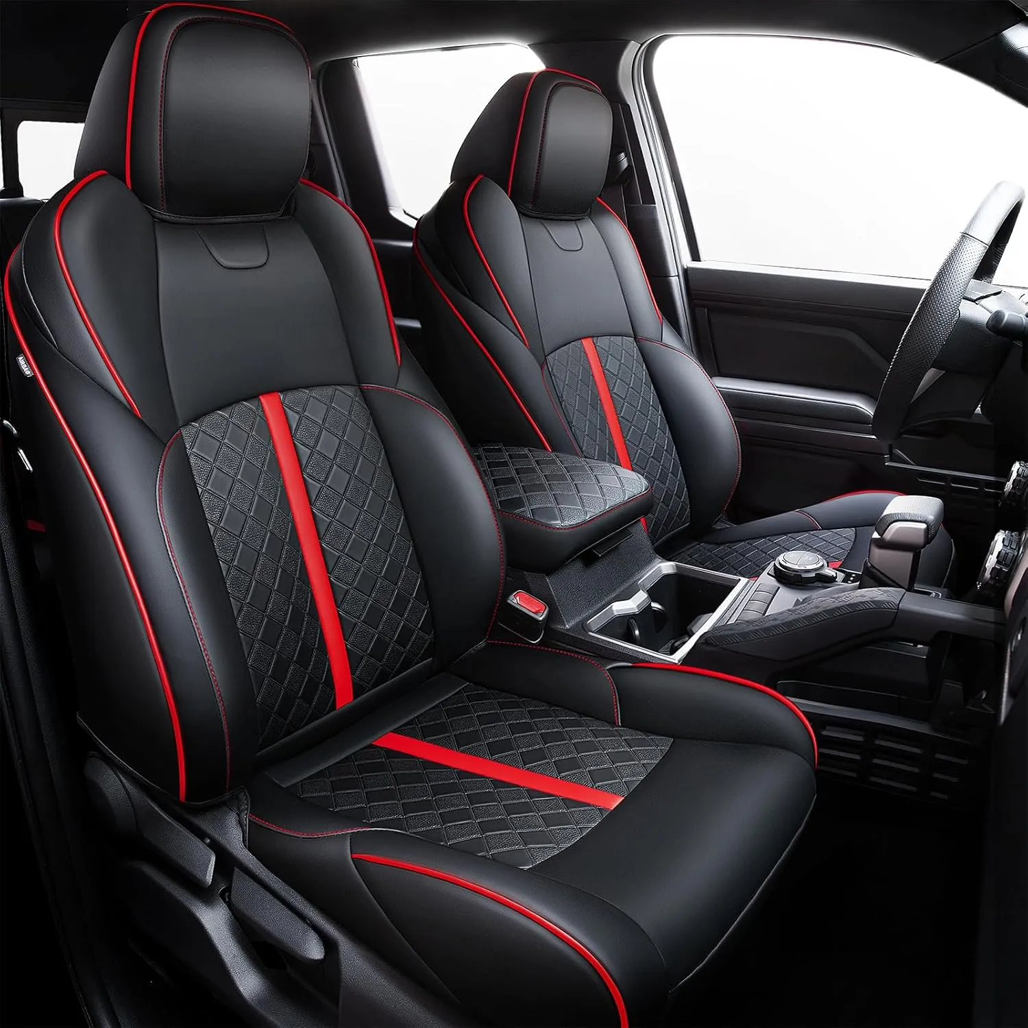 Leather Seat Covers Custom Fit for Tacoma Gen 4th (2024-2025) Double Cab, for SR, SR5, TRD PreRunner, TRD Sport, TRD Off-Road, Limited, Trailhunter - Armrest Covers Included - Fully Covered
