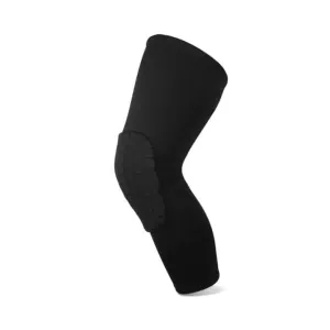 Leg Compression Sleeve Knee Pad | Honeycomb Hexagon Padding for Protection & Support | Long Anti Collision Non-Slip | Football Basketball Volleyball | Max Comfort | Men/Women (Small), Black