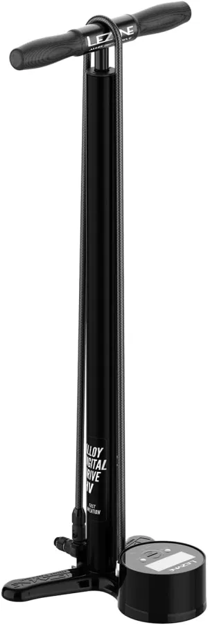 LEZYNE Alloy HV Digital Drive 3.5 High Volume 100PSI Bicycle Floor Pump with 3.5" Digital Gauge - Durable Aluminum Tire Air Pump with Extra Long Nylon Braided Hose for Mountain/Gravel Bikes