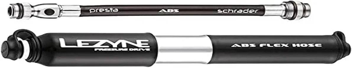 LEZYNE Pressure Drive Bicycle Tire Hand Pump, High Pressure 120psi, Presta & Schrader, ABS Flex Hose, Compact Bike Pump