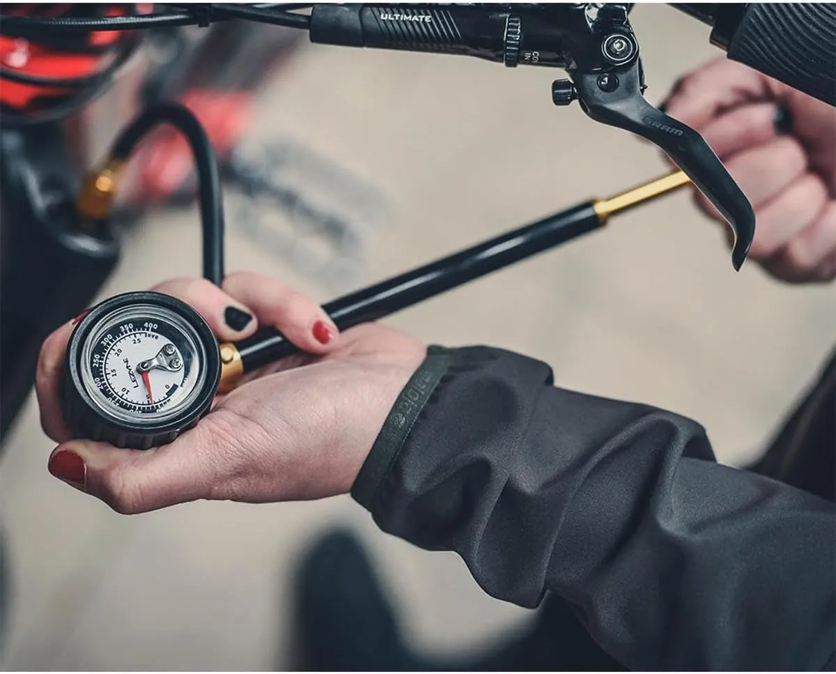 LEZYNE Shock Drive Bicycle Hand Pump, High Pressure 400psi Shock Pump, Portable, Mountain & Road Bike Pump