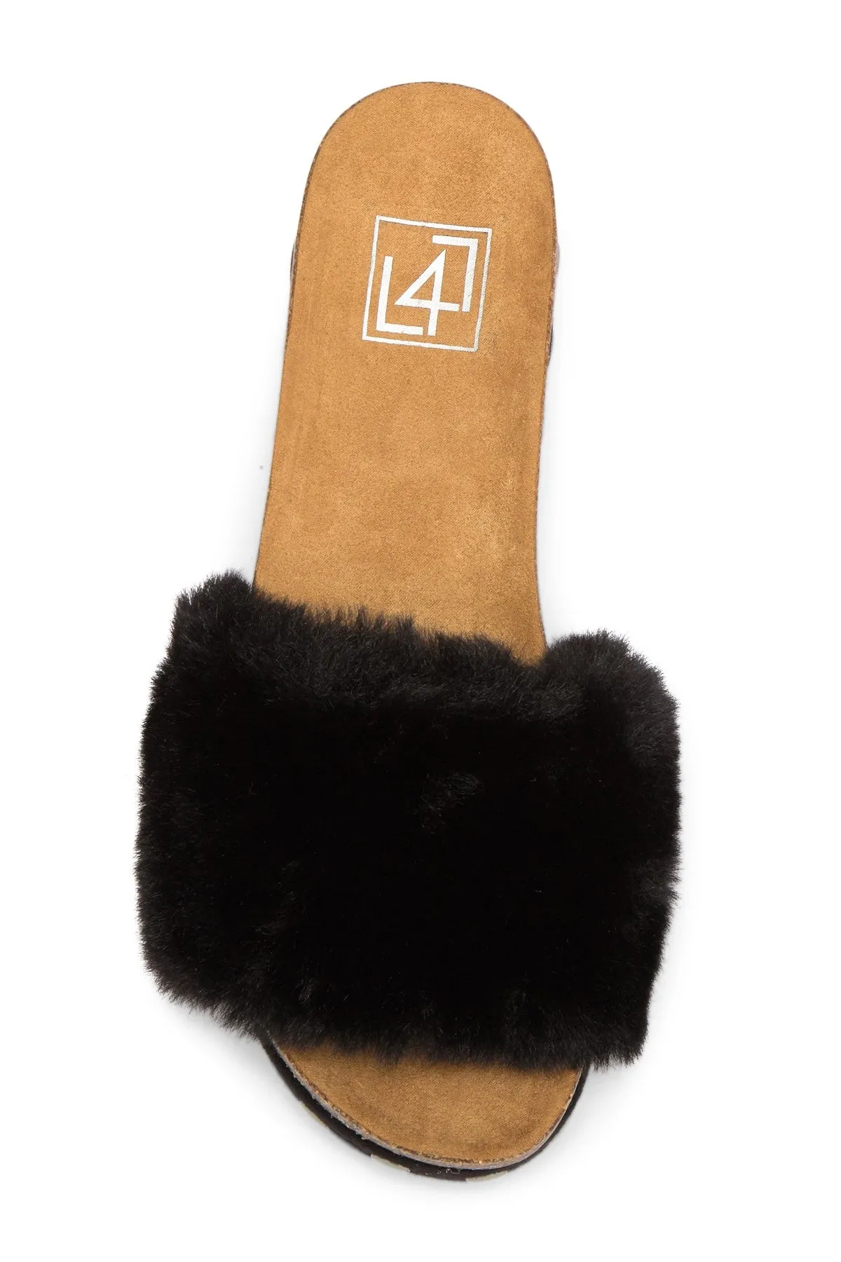 LFL Black Furry Lust by for LL-Prism Life Minimalistic Custom design Slide Platform Sandals