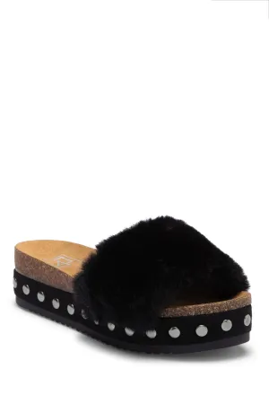 LFL Black Furry Lust by for LL-Prism Life Minimalistic Custom design Slide Platform Sandals