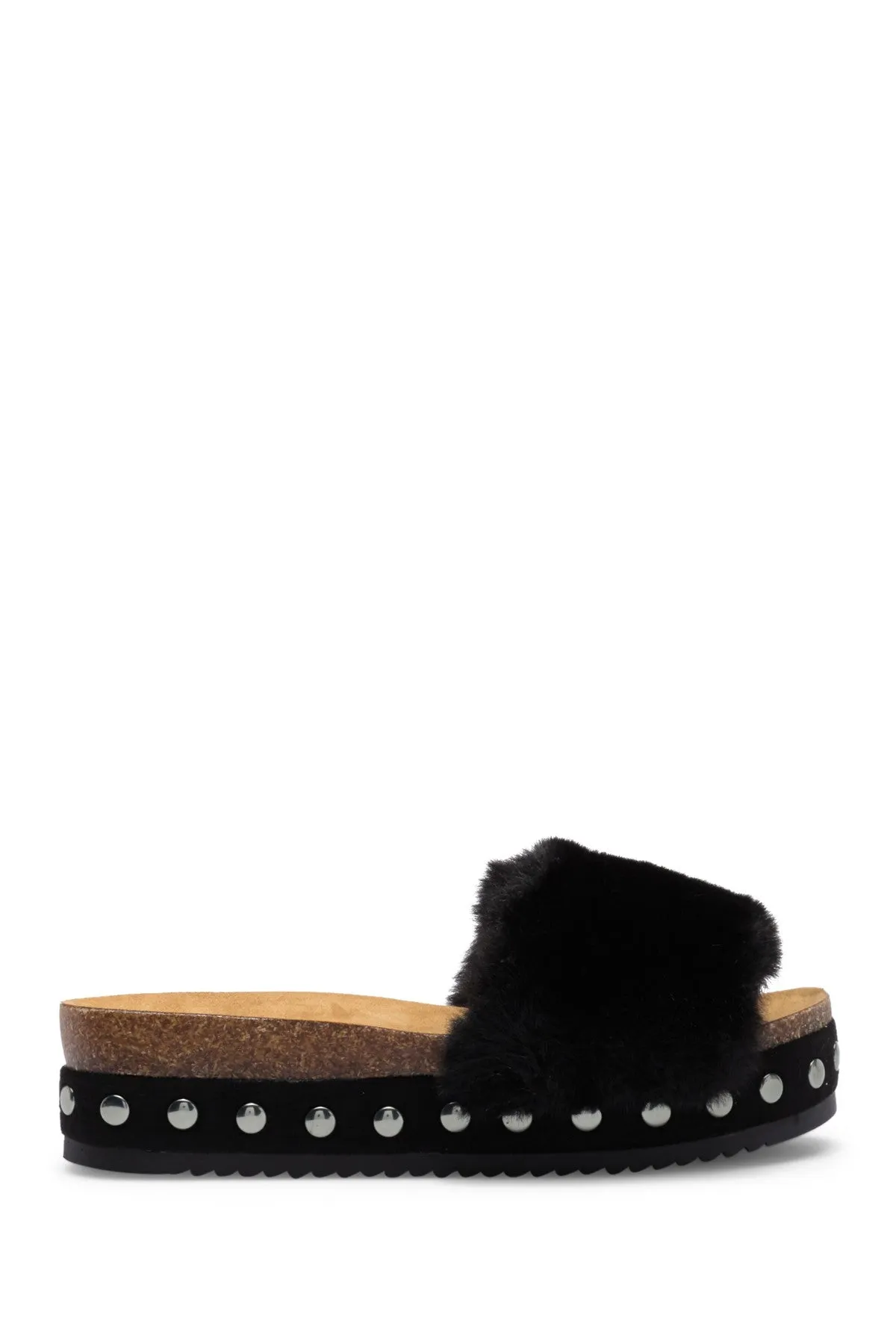 LFL Black Furry Lust by for LL-Prism Life Minimalistic Custom design Slide Platform Sandals