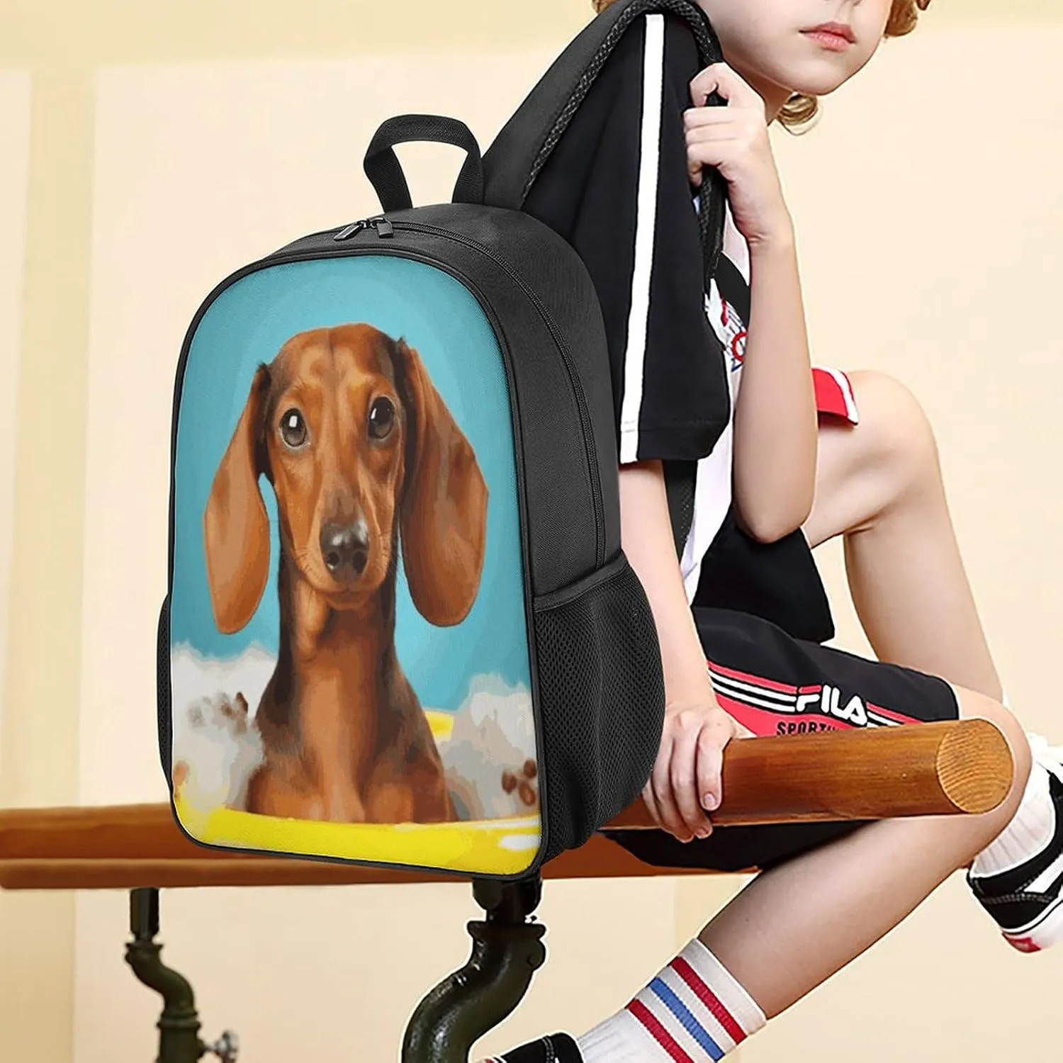 Lightweight Backpacks Cute Travel Bag Durable Dachshund Dog Printing Small Travel Backpack For Women & Men