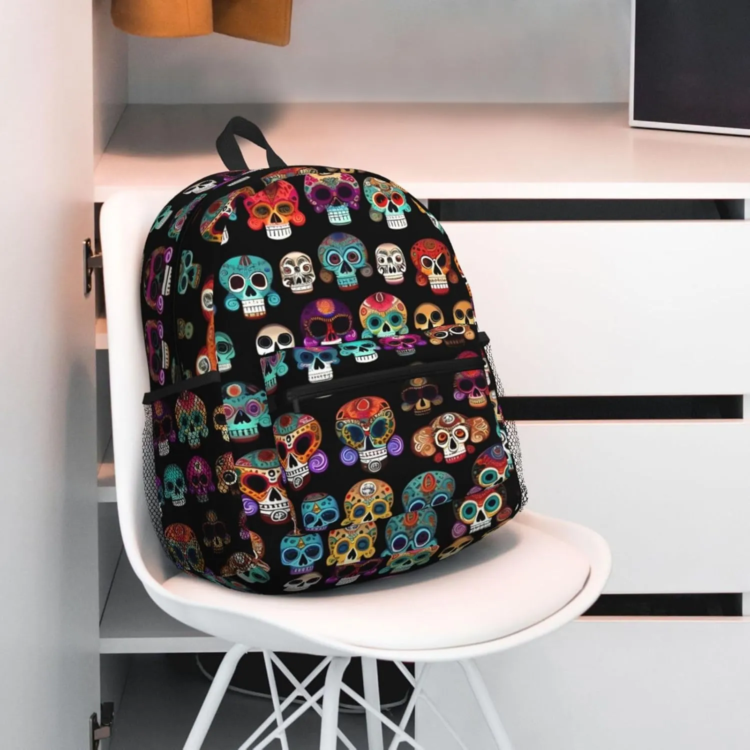 Lightweight Laptop Backpack,Casual Daypack Travel Backpack Bookbag Work Bag for Men and Women-Mexican Colourful Skull