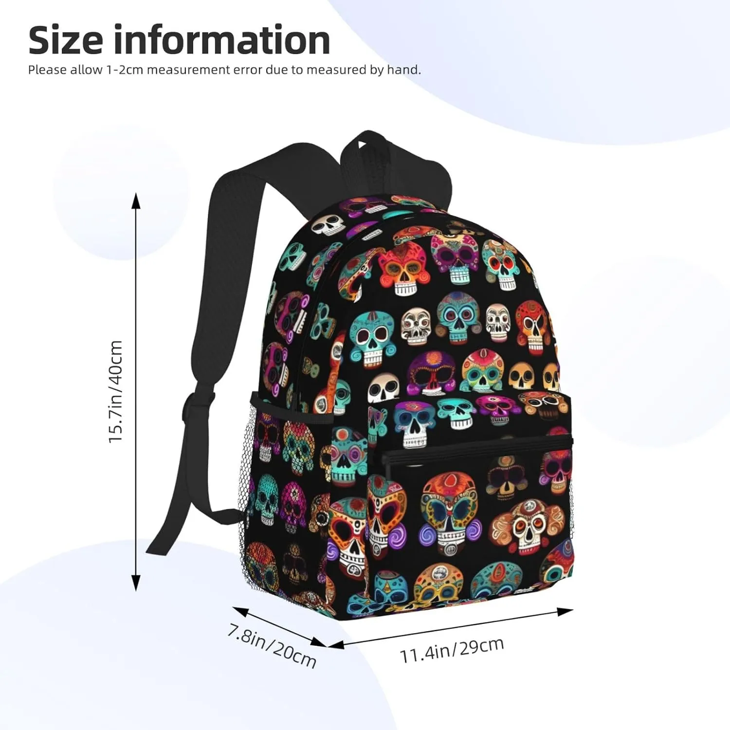 Lightweight Laptop Backpack,Casual Daypack Travel Backpack Bookbag Work Bag for Men and Women-Mexican Colourful Skull