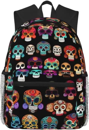 Lightweight Laptop Backpack,Casual Daypack Travel Backpack Bookbag Work Bag for Men and Women-Mexican Colourful Skull