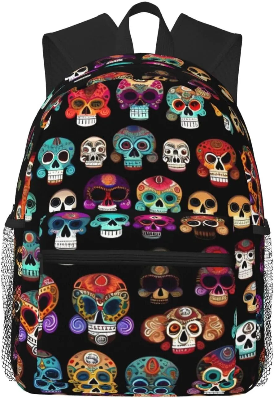 Lightweight Laptop Backpack,Casual Daypack Travel Backpack Bookbag Work Bag for Men and Women-Mexican Colourful Skull