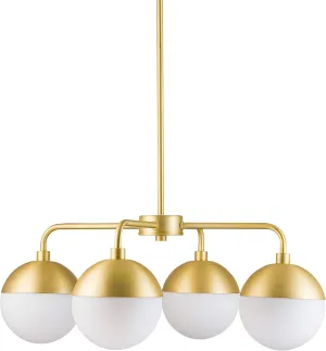 Linea di Liara Novara 4-Light Gold Chandeliers for Dining Room Light Fixture Over Table Glass Globe Kitchen Pendant Lighting Hanging Ceiling Modern Chandelier, LED Bulbs Included, UL Listed