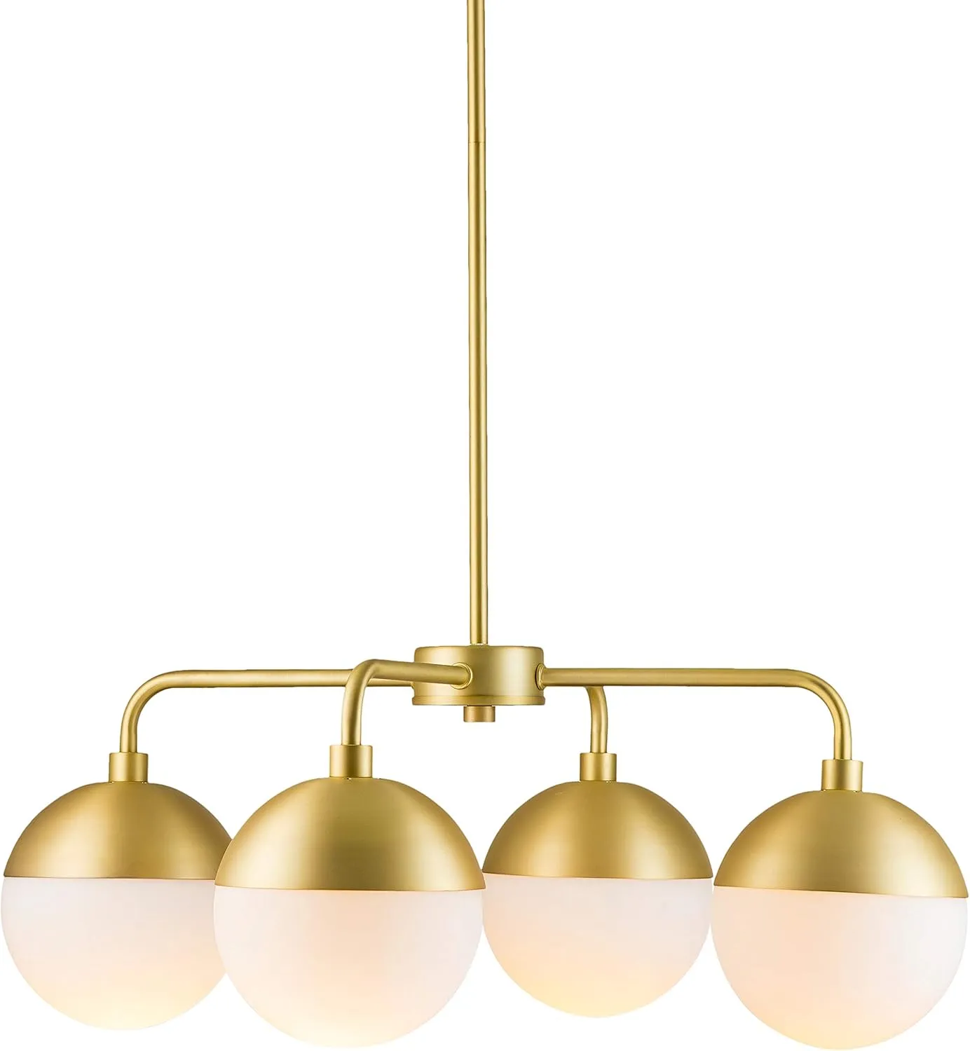 Linea di Liara Novara 4-Light Gold Chandeliers for Dining Room Light Fixture Over Table Glass Globe Kitchen Pendant Lighting Hanging Ceiling Modern Chandelier, LED Bulbs Included, UL Listed