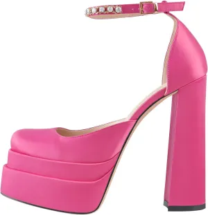 LISHAN Women's Platform 5.9in Super High Heels Pumps Slip On Pointed Toe Sandals