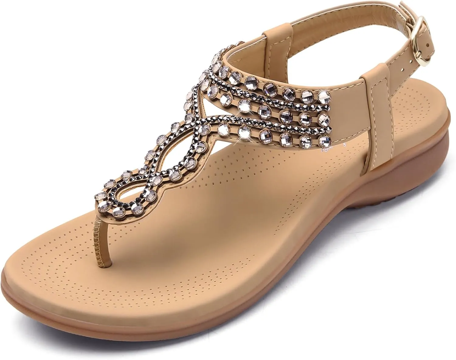 Littleplum Womens Sandals Comfort Arch Support Sandals Summer Walking Shoes Casual Ankle Elastic Flip Flops Shoes