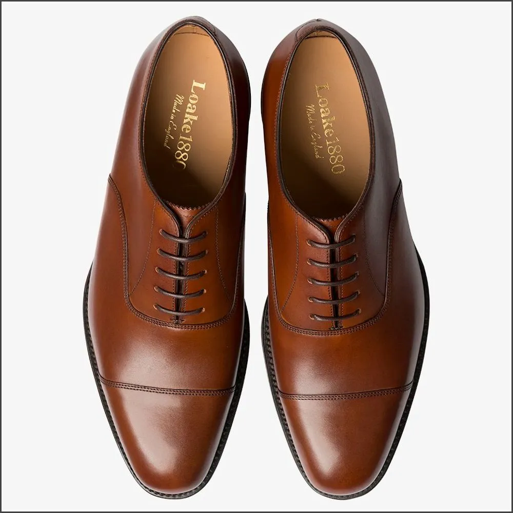Loake Aldwych Mahogany Calf Oxford Leather Sole F Fit@
