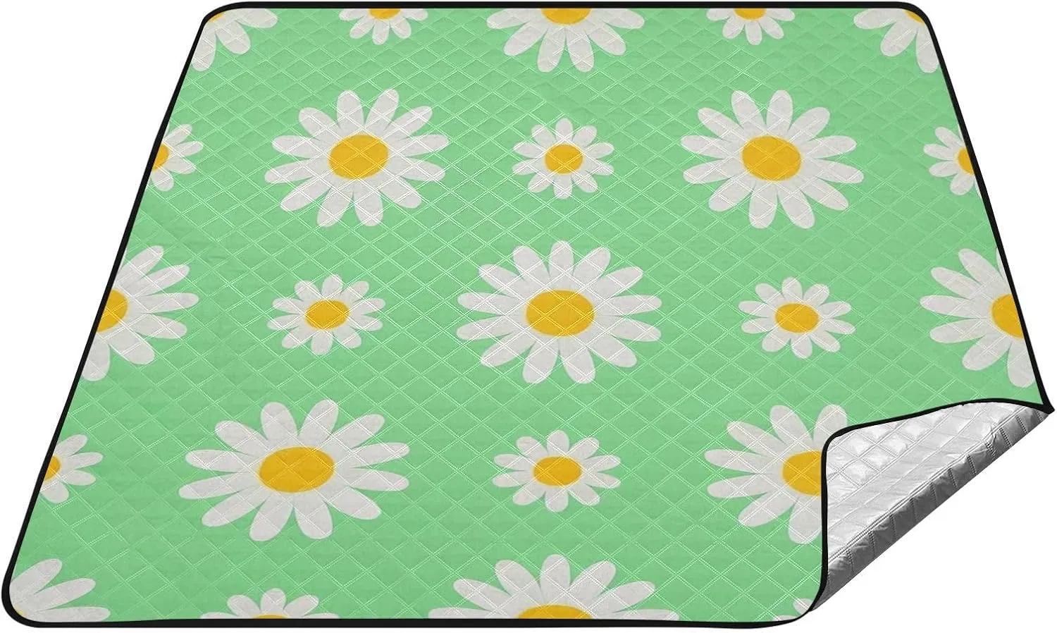 Lovely Daisy Floral Green White Waterproof Outdoor Mat Water-Resistant Party Outdoor Camping Mat for Ground Summer Gift mat de Picnic