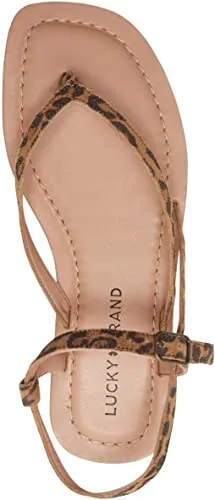 Lucky Brand Womens Bylee Faux Leather Flat Sandals Brown 10 Medium (B,M)