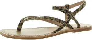 Lucky Brand Womens Bylee Faux Leather Flat Sandals Brown 10 Medium (B,M)