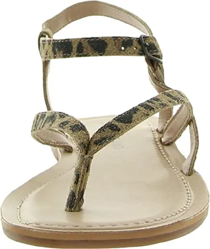 Lucky Brand Womens Bylee Faux Leather Flat Sandals Brown 10 Medium (B,M)